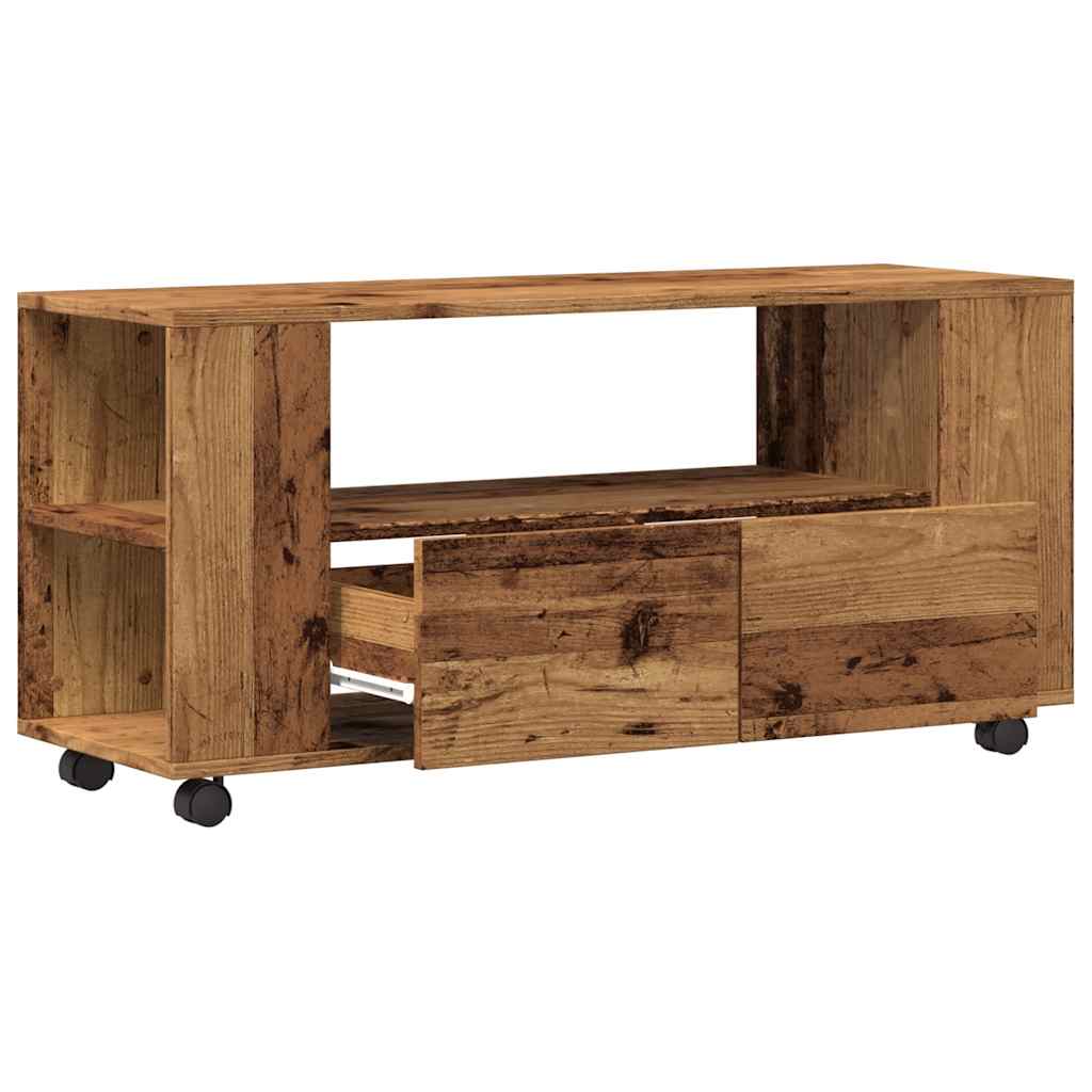 vidaXL Mueble TV con ruedas madera ingeniería envejecida 102x34,5x43cm