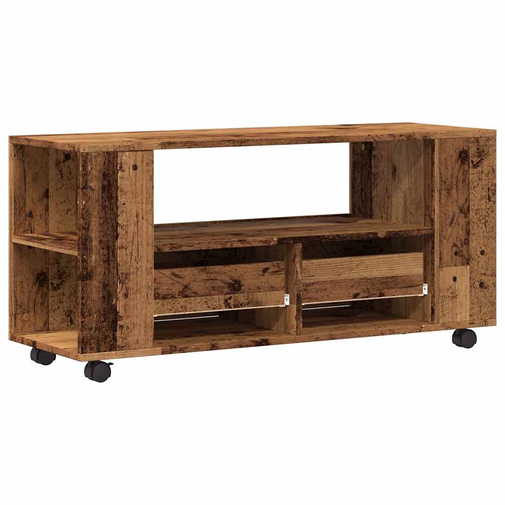 vidaXL Mueble TV con ruedas madera ingeniería envejecida 102x34,5x43cm