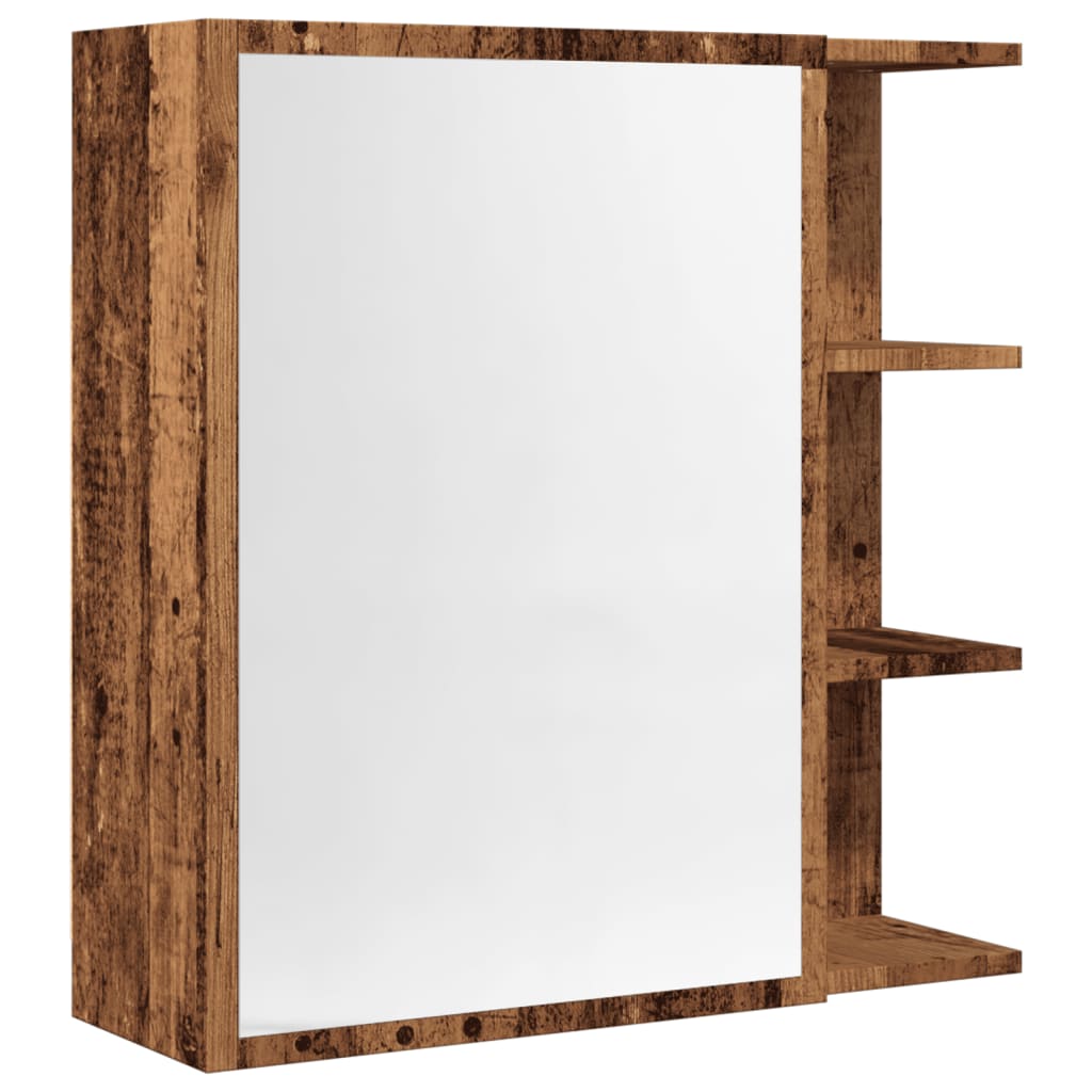 vidaXL Armario espejo de baño madera envejecida 62,5x20,5x64 cm