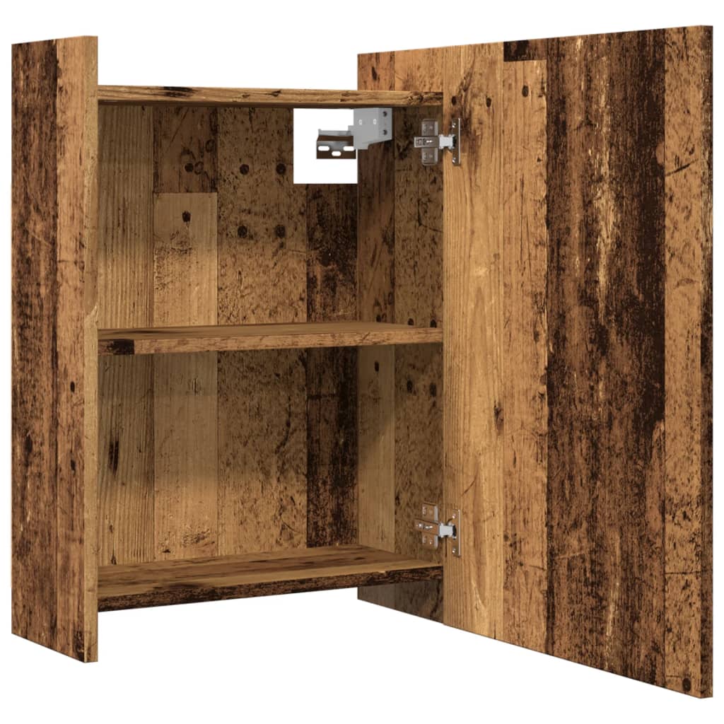 vidaXL Armario espejo de baño madera envejecida 62,5x20,5x64 cm