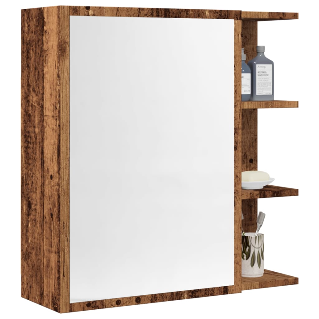 vidaXL Armario espejo de baño madera envejecida 62,5x20,5x64 cm