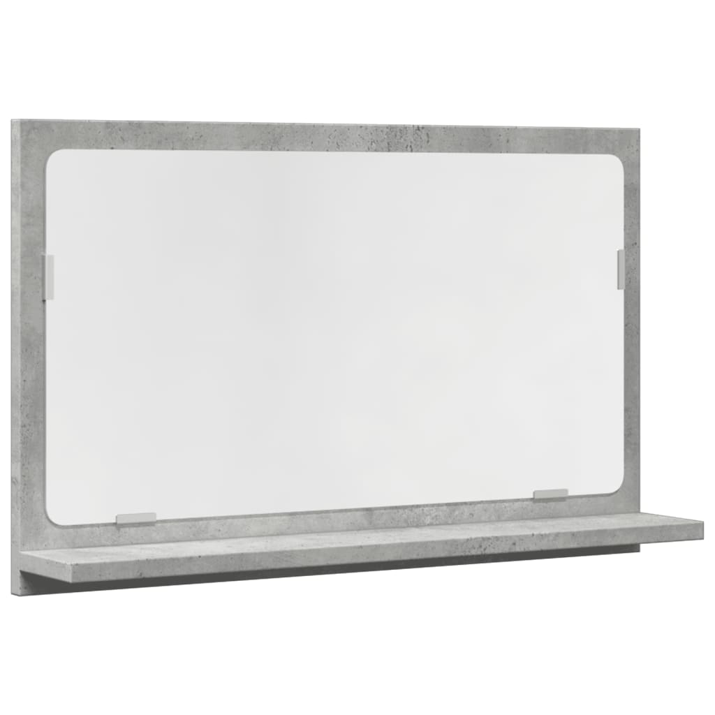 vidaXL Espejo mueble baño madera ingeniería gris hormigón 60x11x37 cm