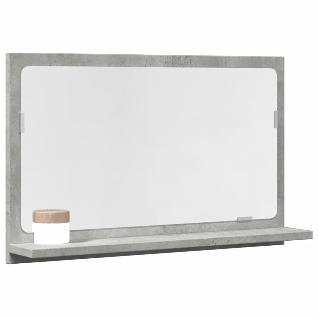 vidaXL Espejo mueble baño madera ingeniería gris hormigón 60x11x37 cm