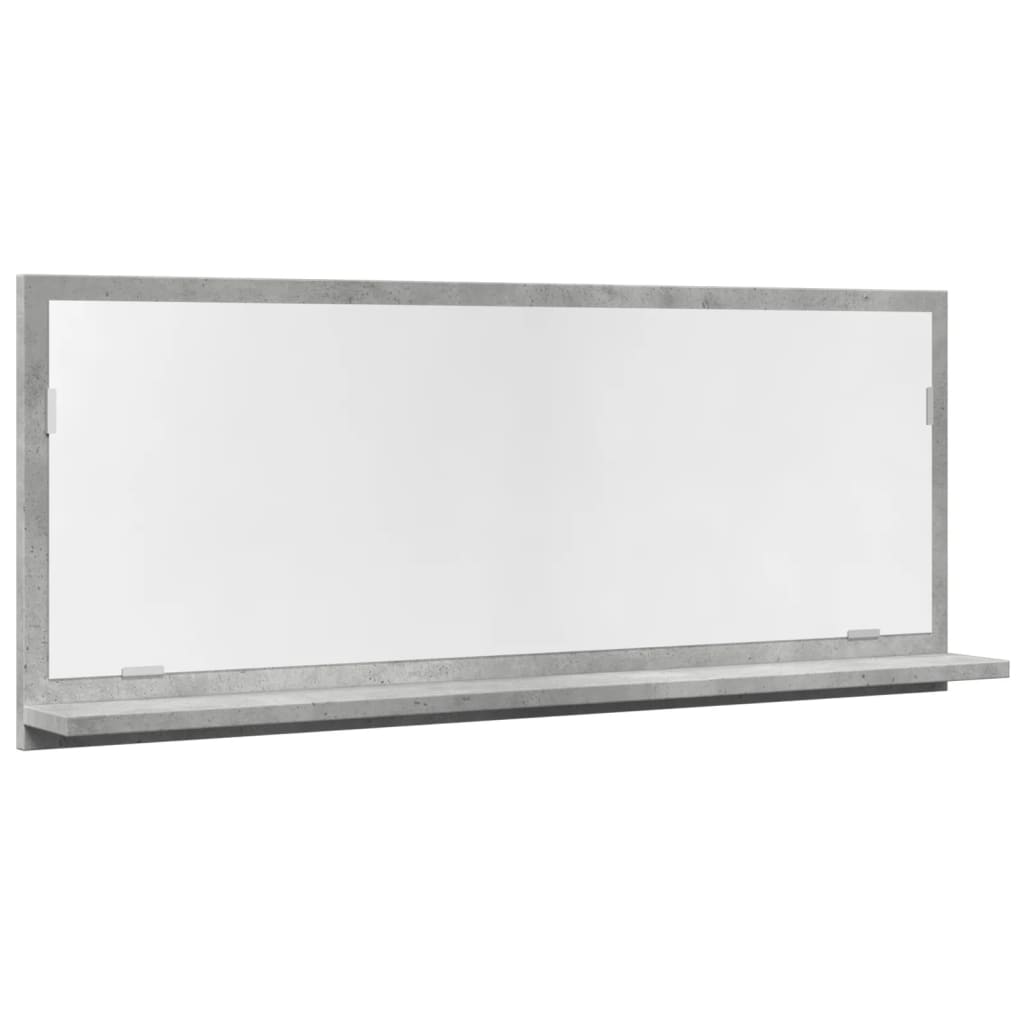 vidaXL Espejo mueble baño madera ingeniería gris hormigón 90x11x37 cm