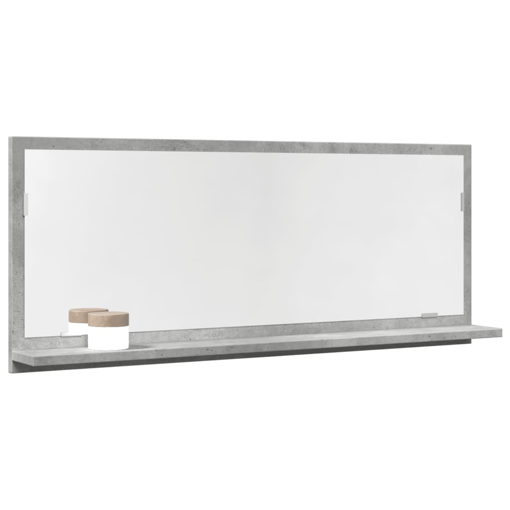 vidaXL Espejo mueble baño madera ingeniería gris hormigón 90x11x37 cm