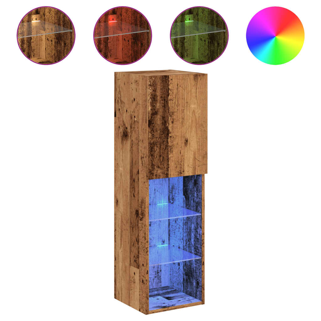 vidaXL Mueble para TV con luces LED madera envejecida 30,5x30x102 cm