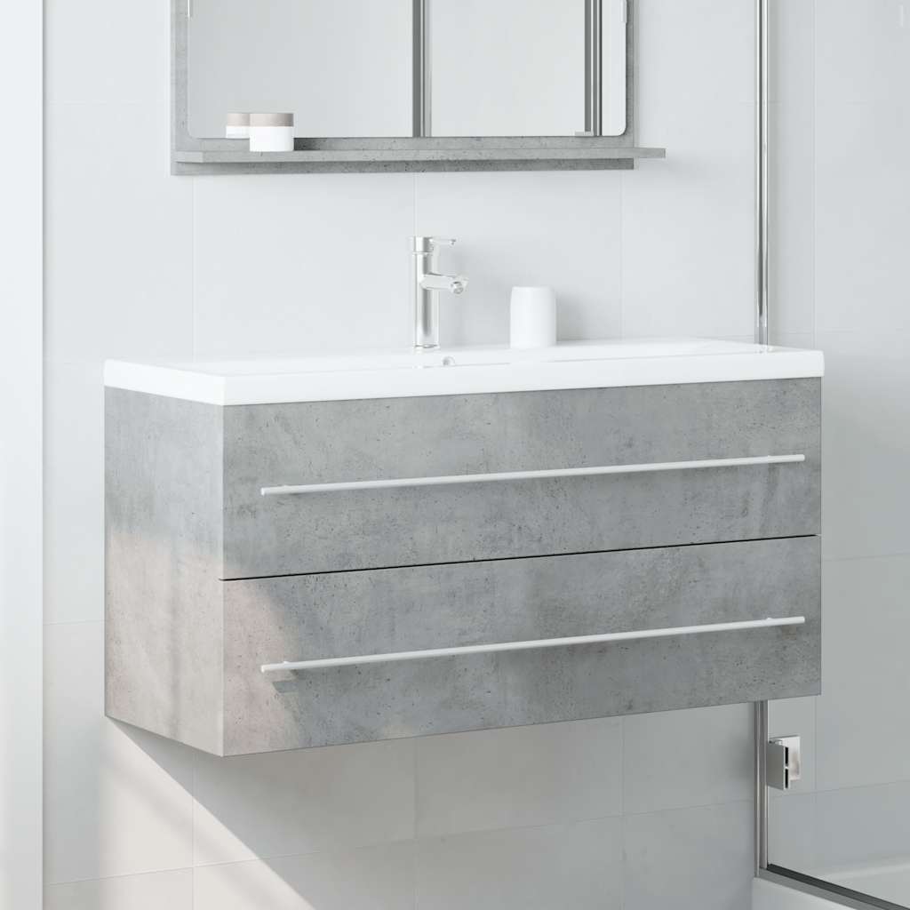 vidaXL Armario para lavabo contrachapada gris hormigón 100x38,5x48 cm