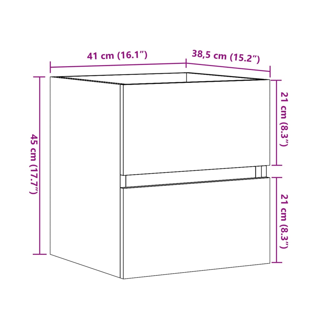 vidaXL Armario de lavabo madera ingeniería roble Sonoma 41x38,5x45 cm