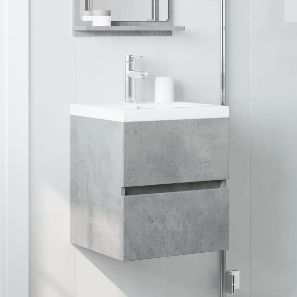 vidaXL Armario de lavabo madera ingeniería gris hormigón 41x38,5x45 cm