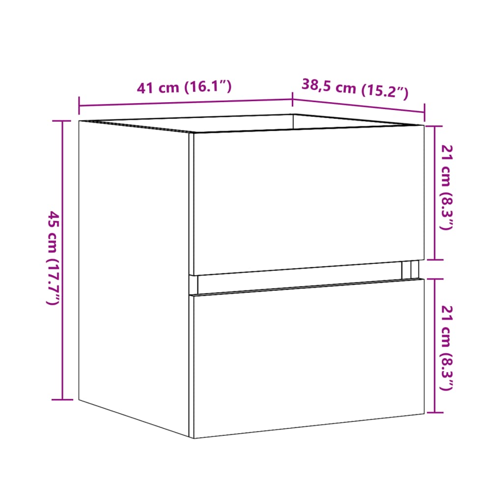 vidaXL Armario de lavabo madera ingeniería gris hormigón 41x38,5x45 cm