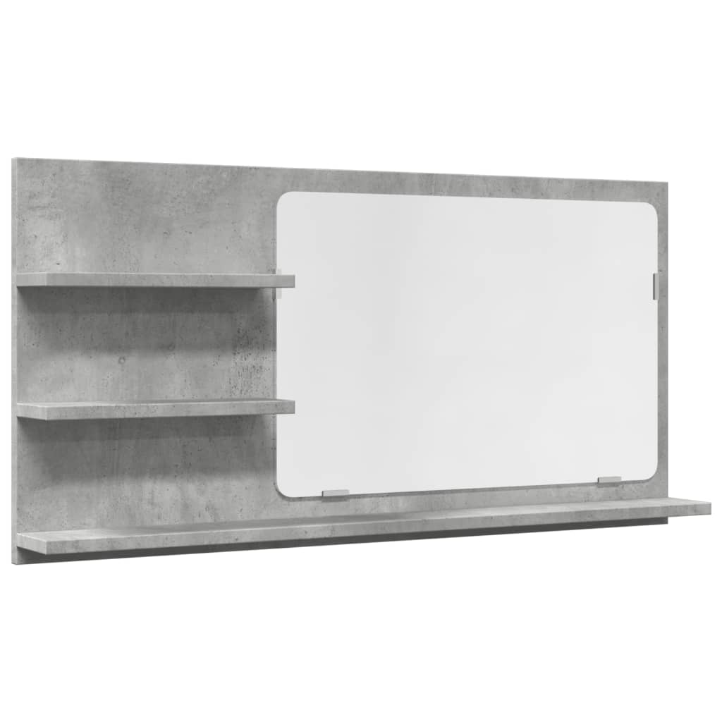 vidaXL Espejo mueble baño madera ingeniería gris hormigón 90x11x45 cm