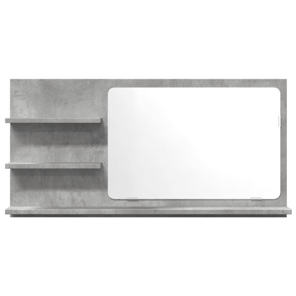 vidaXL Espejo mueble baño madera ingeniería gris hormigón 90x11x45 cm