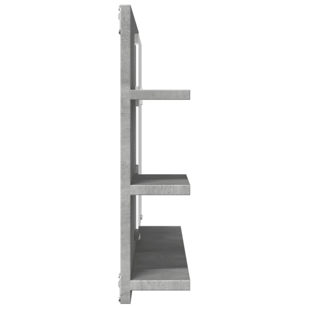 vidaXL Espejo mueble baño madera ingeniería gris hormigón 90x11x45 cm