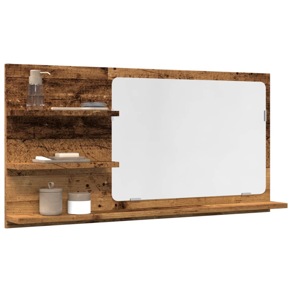 vidaXL Espejo mueble de baño madera ingeniería envejecida 90x11x45 cm