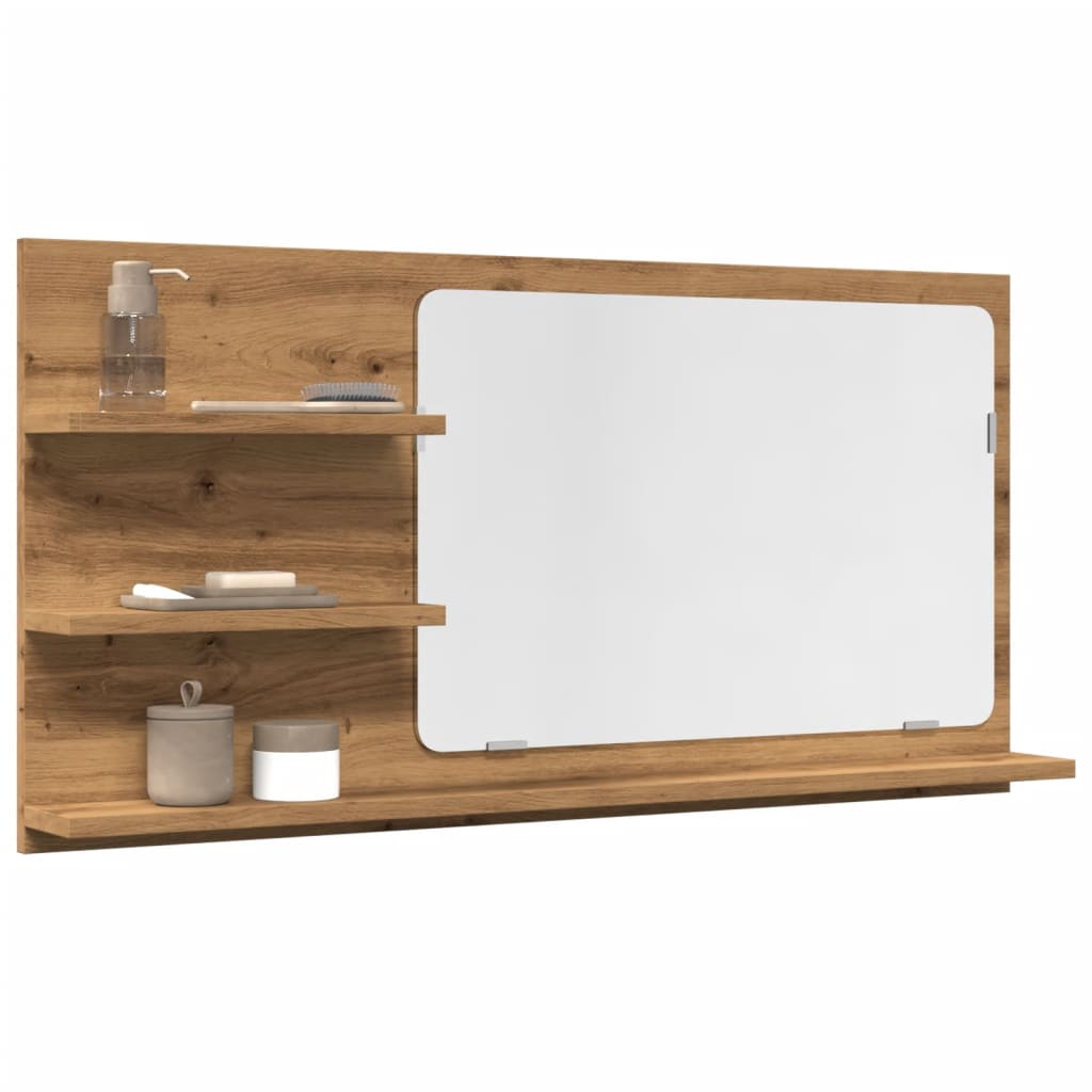 vidaXL Espejo mueble baño madera ingeniería roble artisan 90x11x45 cm