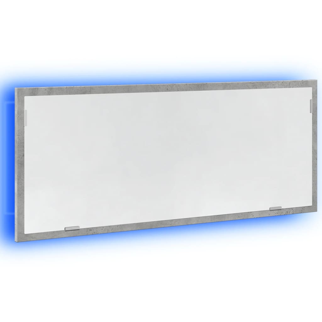 vidaXL Espejo de baño LED madera ingeniería gris hormigón 100x8,5x37cm