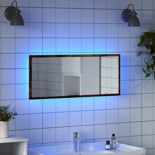 vidaXL Espejo de baño LED madera ingeniería roble ahumado 100x8,5x37cm