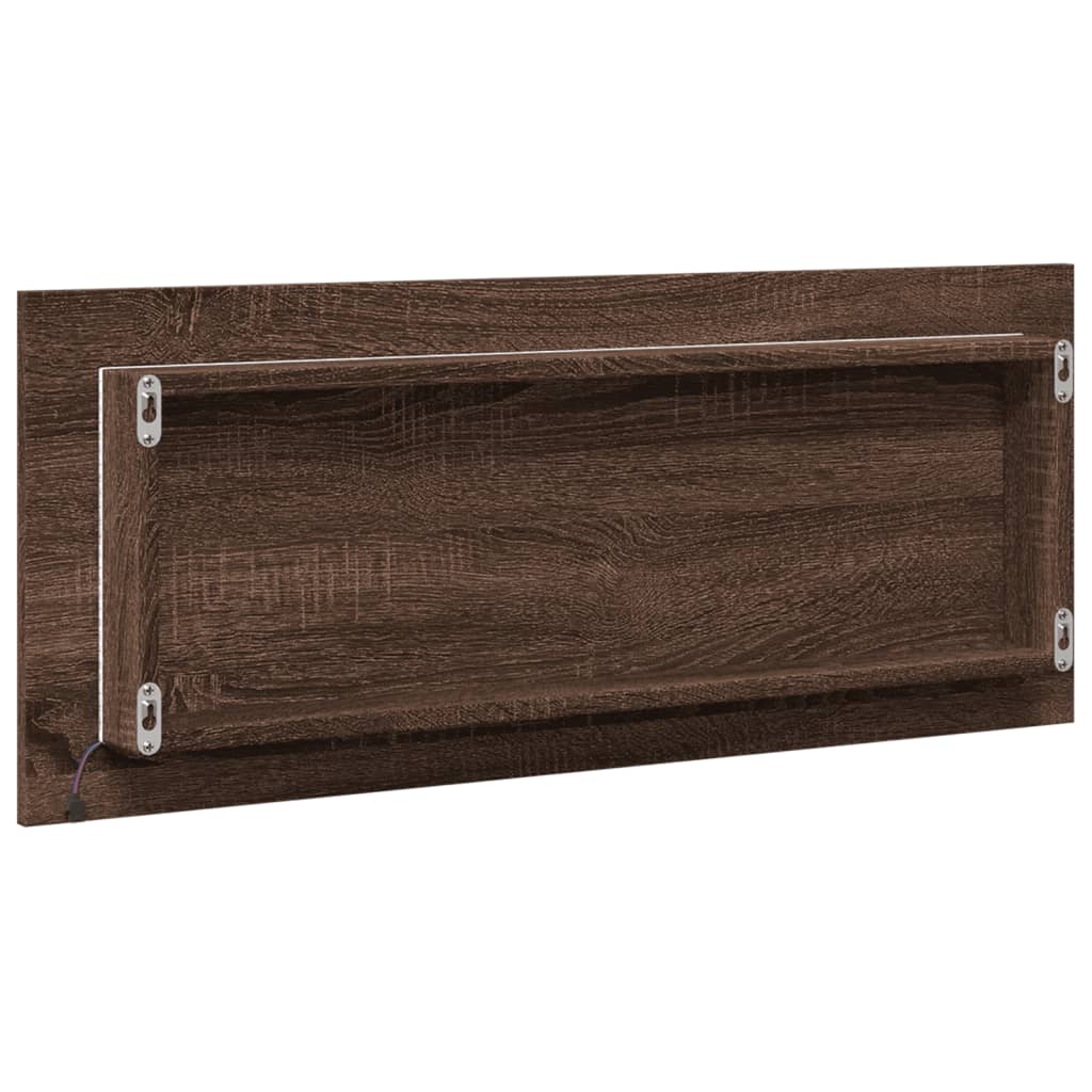 vidaXL Espejo de baño LED madera ingeniería roble marrón 100x8,5x37 cm