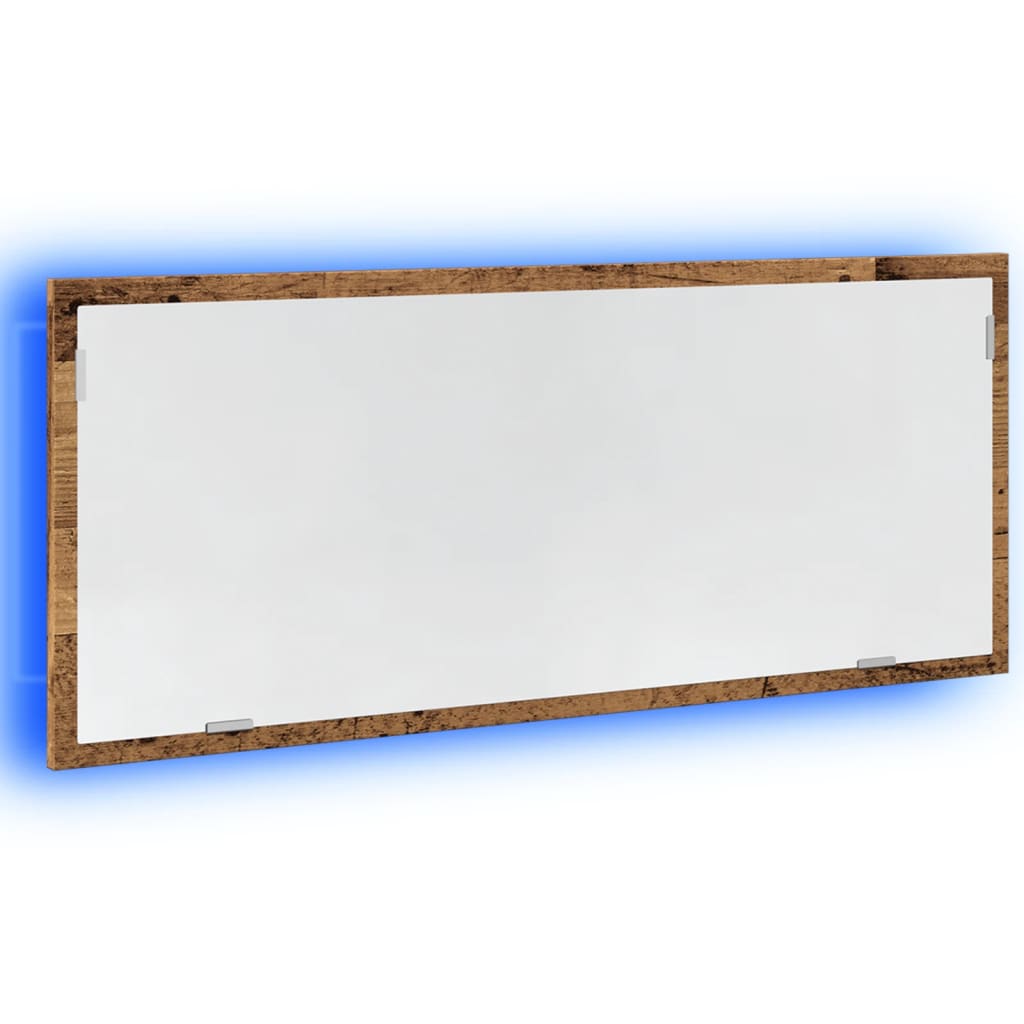 vidaXL Espejo de baño LED madera ingeniería envejecida 100x8,5x37 cm