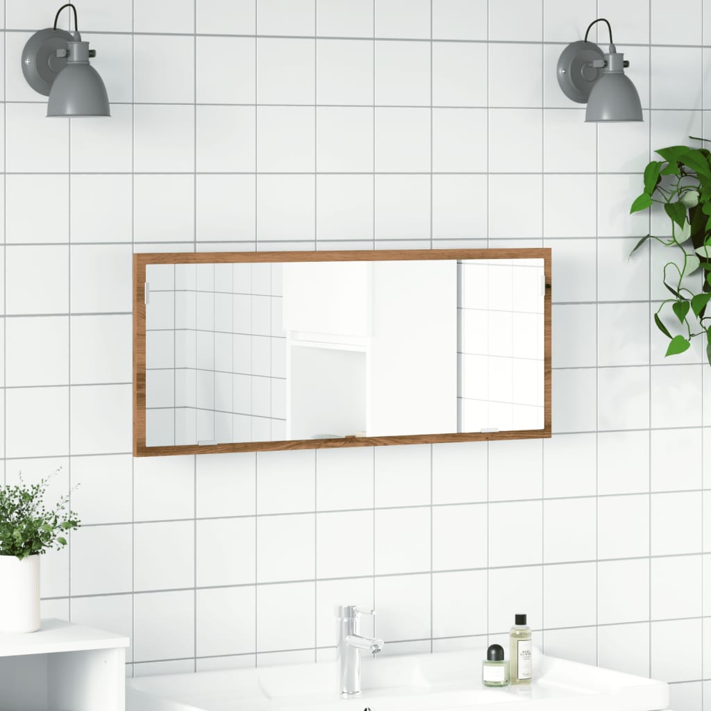 vidaXL Espejo de baño LED madera ingeniería roble artisan 100x8,5x37cm