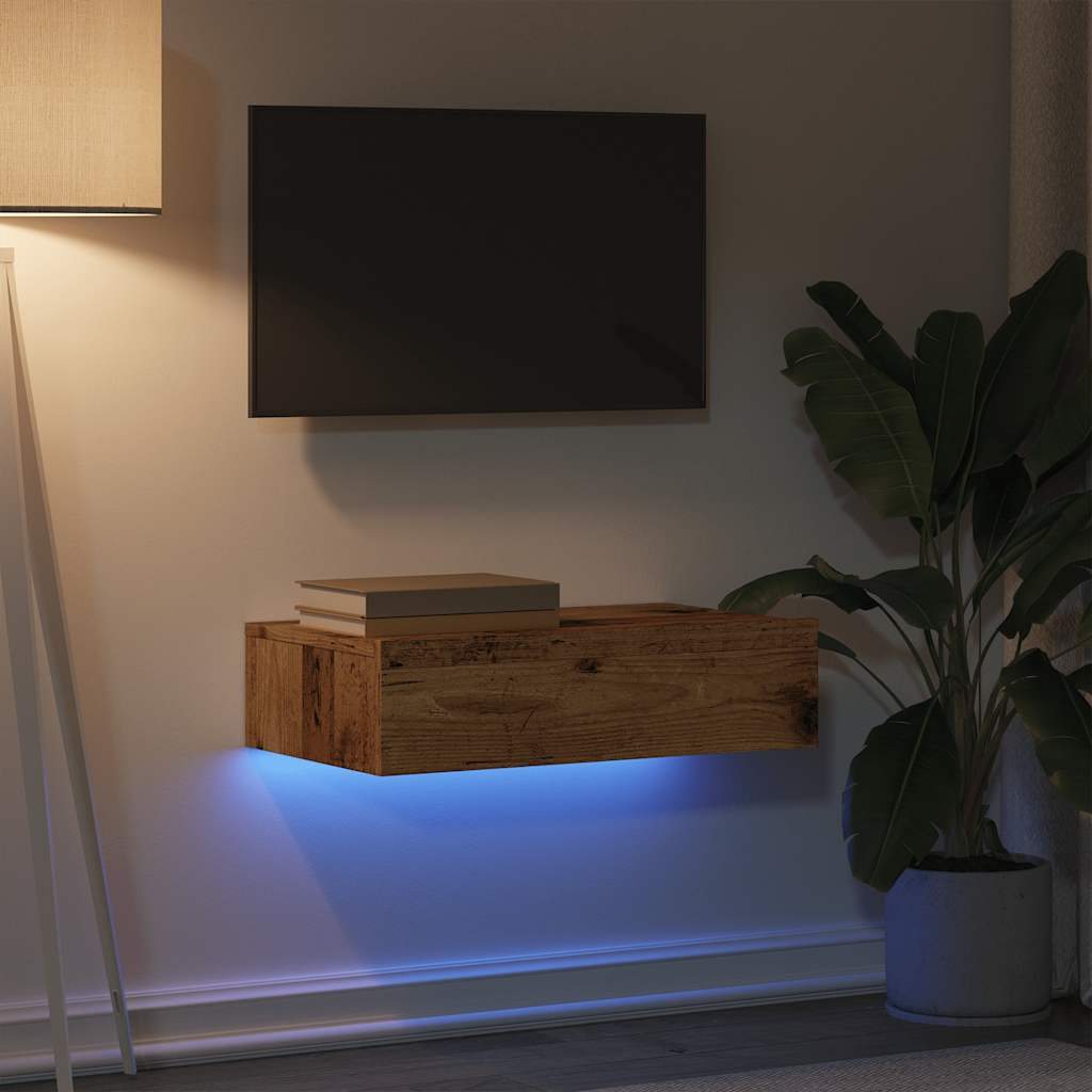 vidaXL Mueble de TV con luces LED envejecida 60x35x15,5 cm