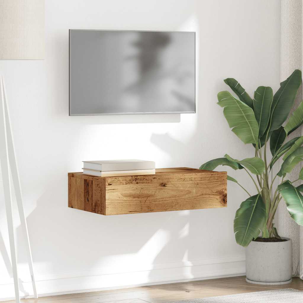 vidaXL Mueble de TV con luces LED envejecida 60x35x15,5 cm