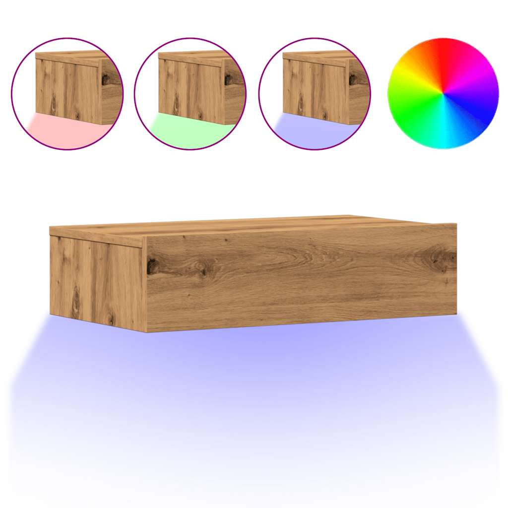 vidaXL Mueble de TV con luces LED roble artisan 60x35x15,5 cm