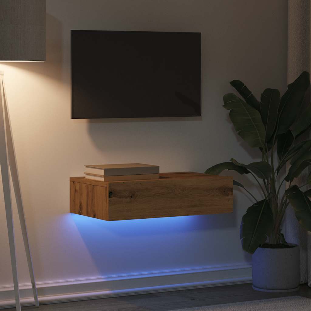 vidaXL Mueble de TV con luces LED roble artisan 60x35x15,5 cm