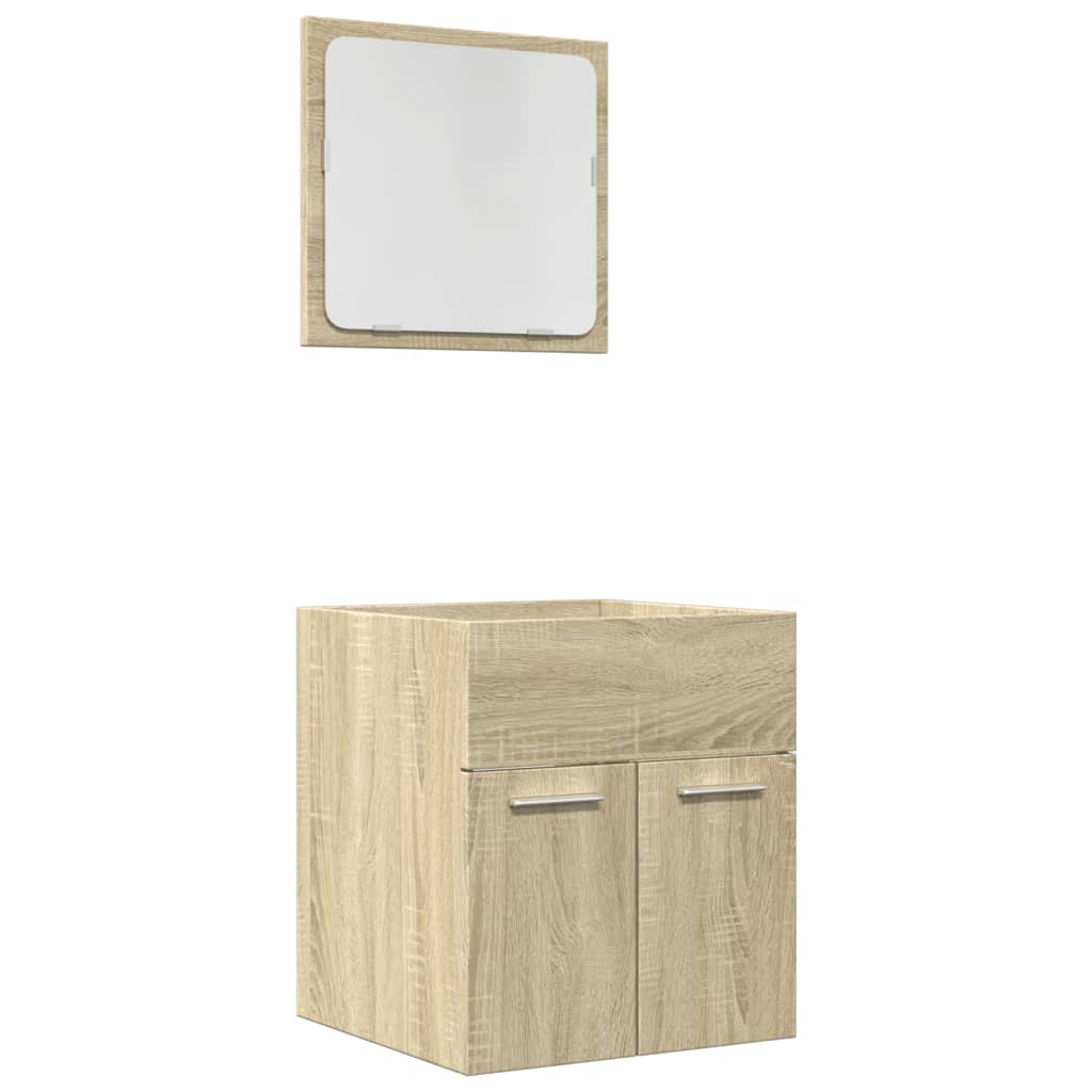 vidaXL Set de muebles de baño 2 pzas madera contrachapada roble Sonoma