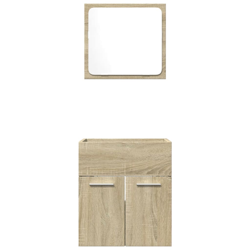 vidaXL Set de muebles de baño 2 pzas madera contrachapada roble Sonoma