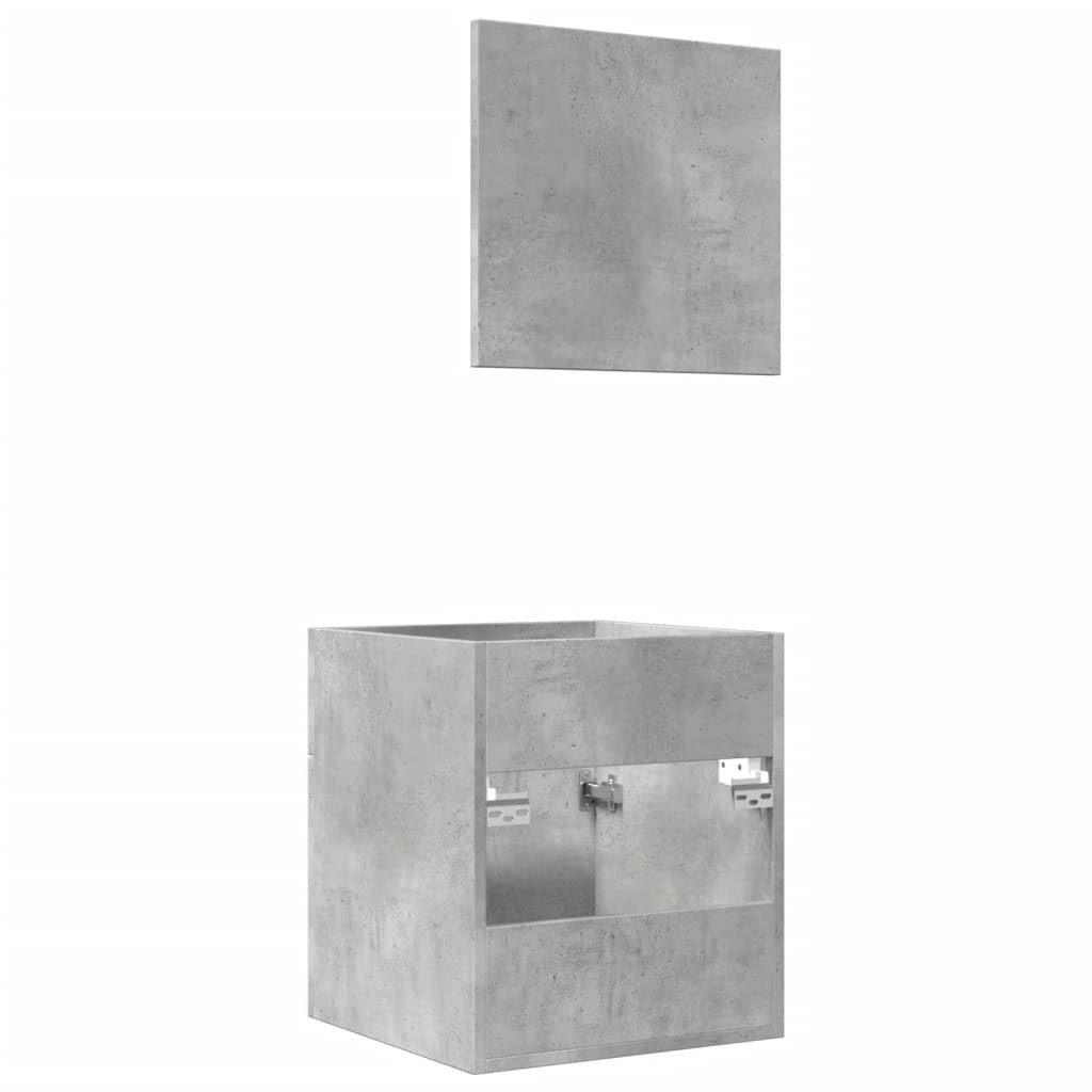 vidaXL Set muebles de baño 2 piezas madera contrachapada gris hormigón