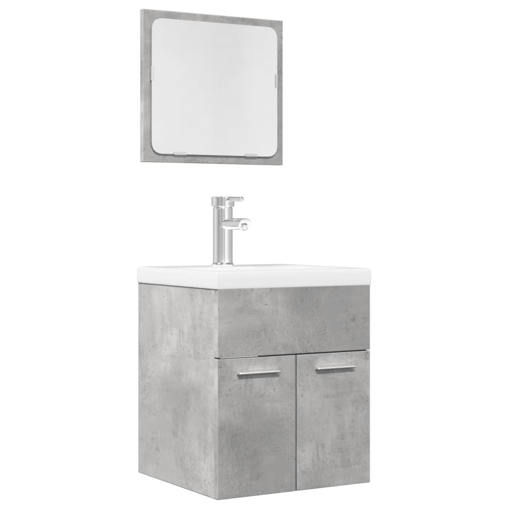 vidaXL Set muebles de baño 2 piezas madera contrachapada gris hormigón