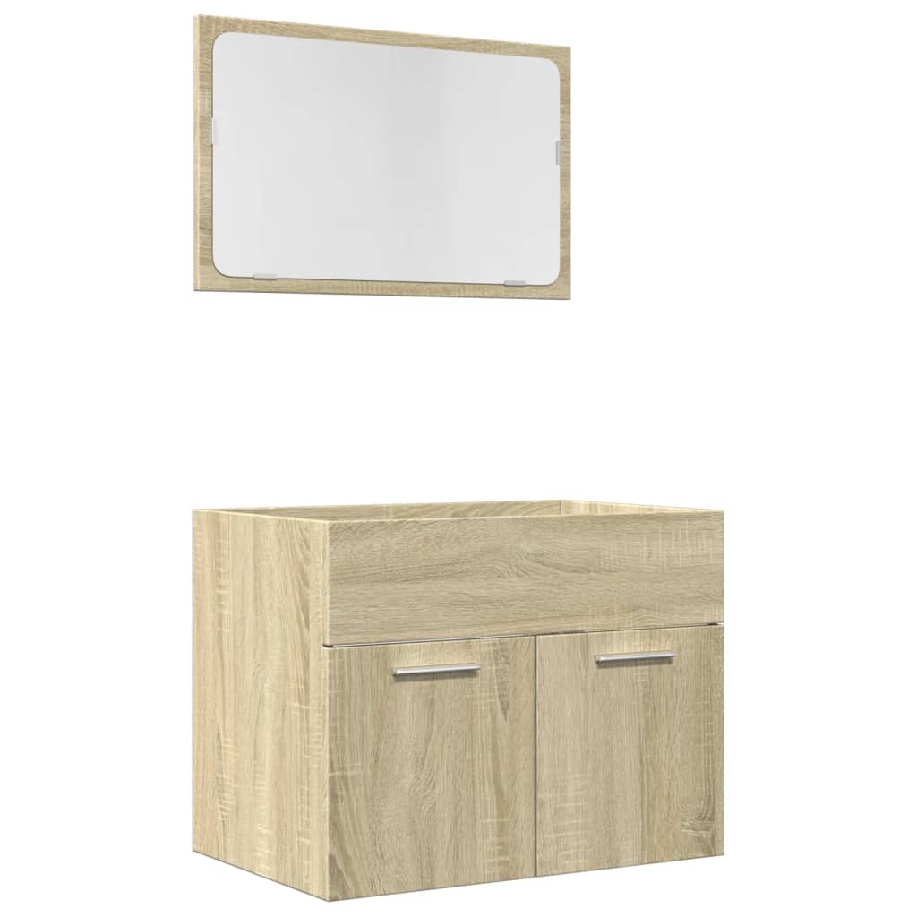 vidaXL Set de muebles de baño 2 pzas madera contrachapada roble Sonoma