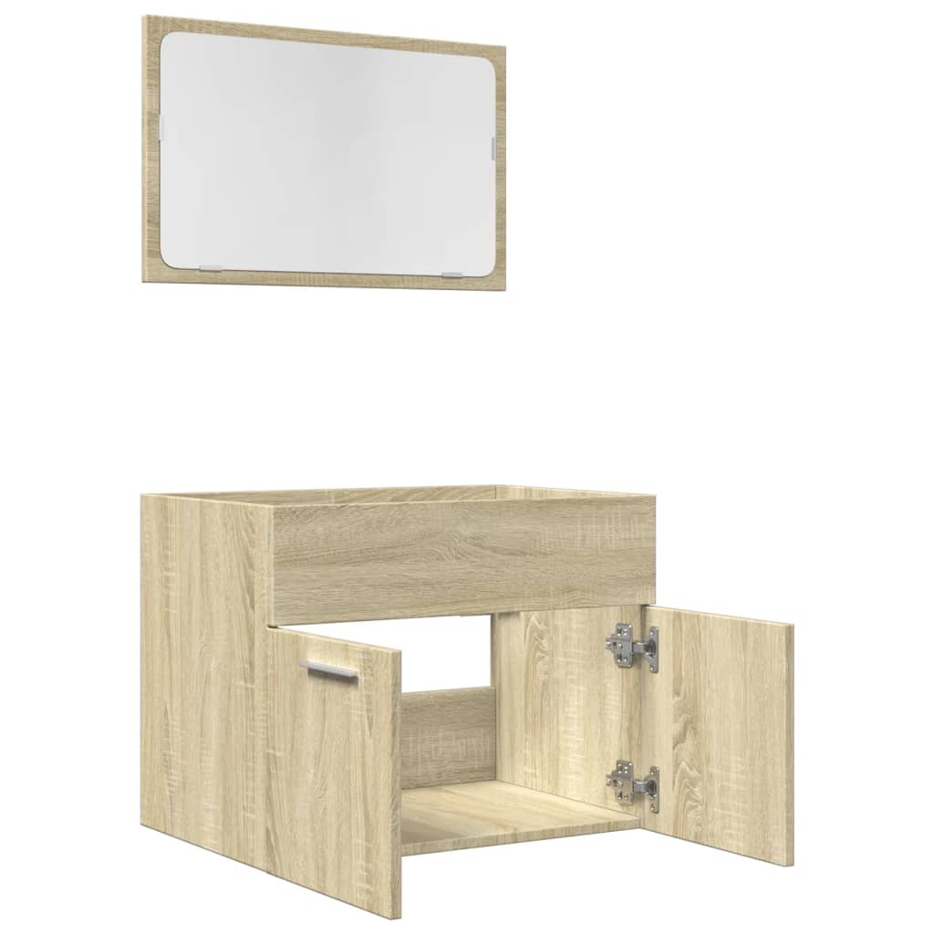 vidaXL Set de muebles de baño 2 pzas madera contrachapada roble Sonoma