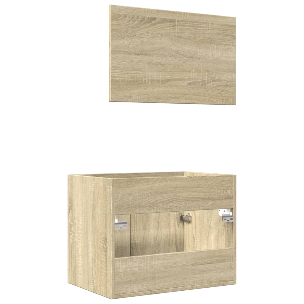 vidaXL Set de muebles de baño 2 pzas madera contrachapada roble Sonoma