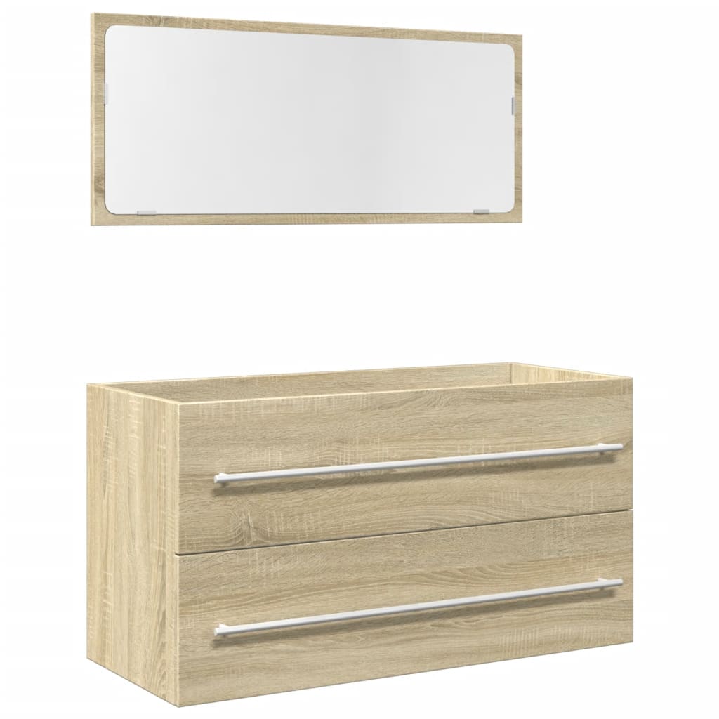 vidaXL Set de muebles de baño 2 pzas madera contrachapada roble Sonoma