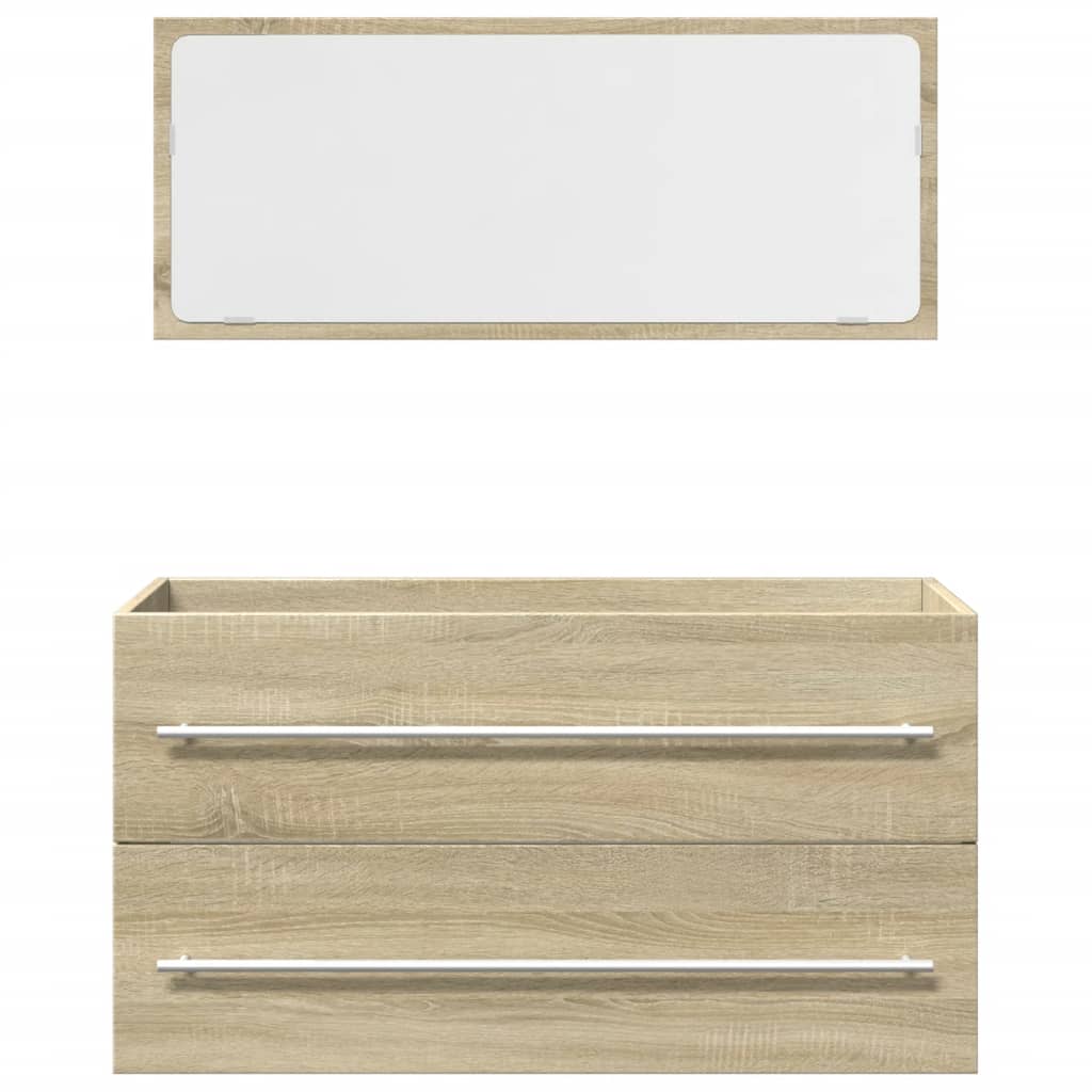 vidaXL Set de muebles de baño 2 pzas madera contrachapada roble Sonoma