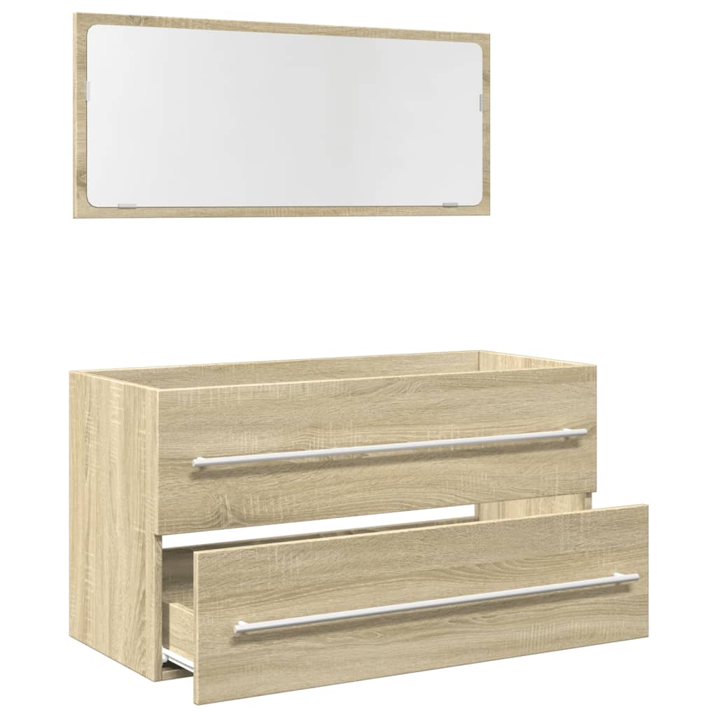 vidaXL Set de muebles de baño 2 pzas madera contrachapada roble Sonoma