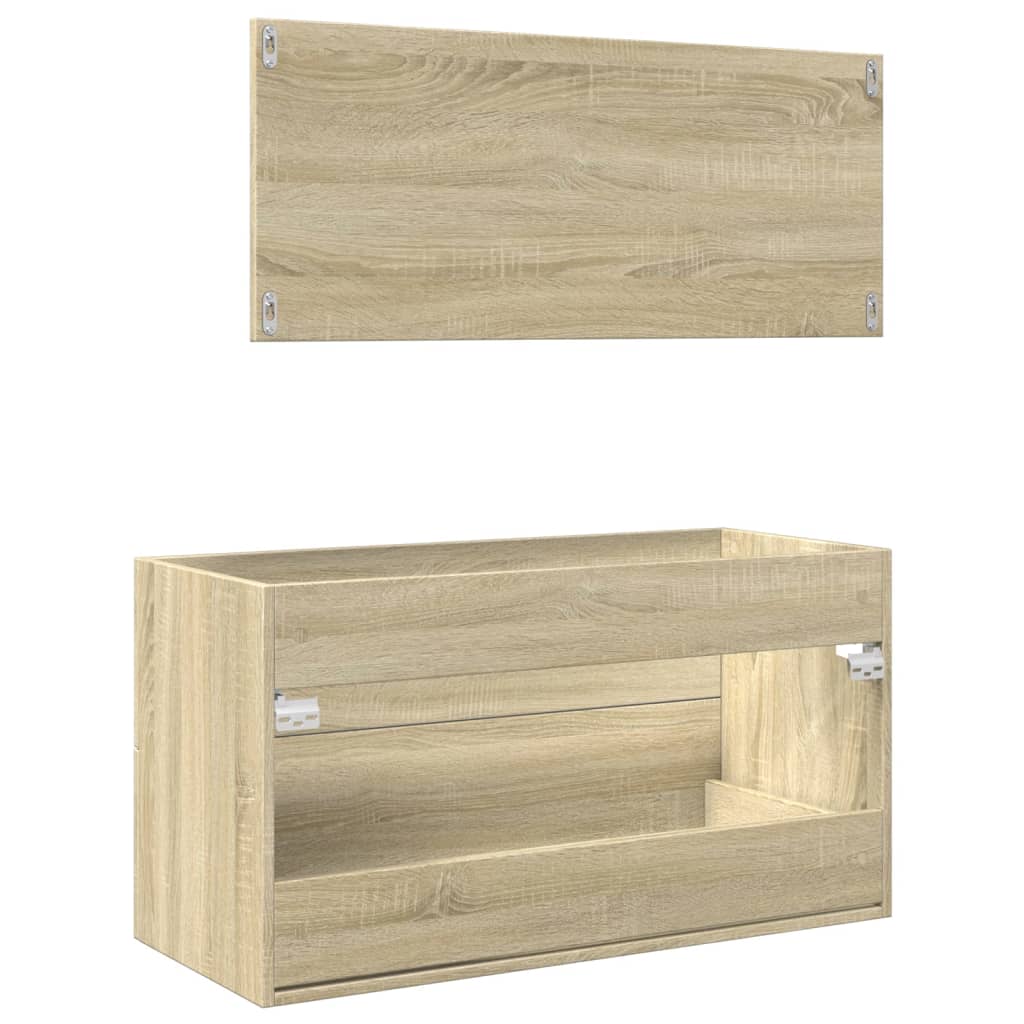 vidaXL Set de muebles de baño 2 pzas madera contrachapada roble Sonoma