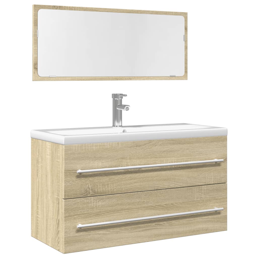 vidaXL Set de muebles de baño 2 pzas madera contrachapada roble Sonoma