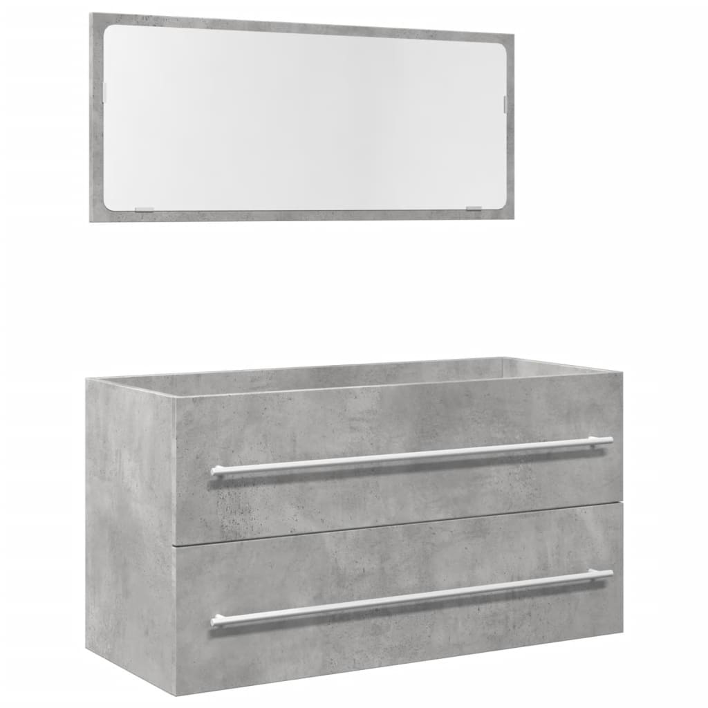 vidaXL Set muebles de baño 2 piezas madera contrachapada gris hormigón