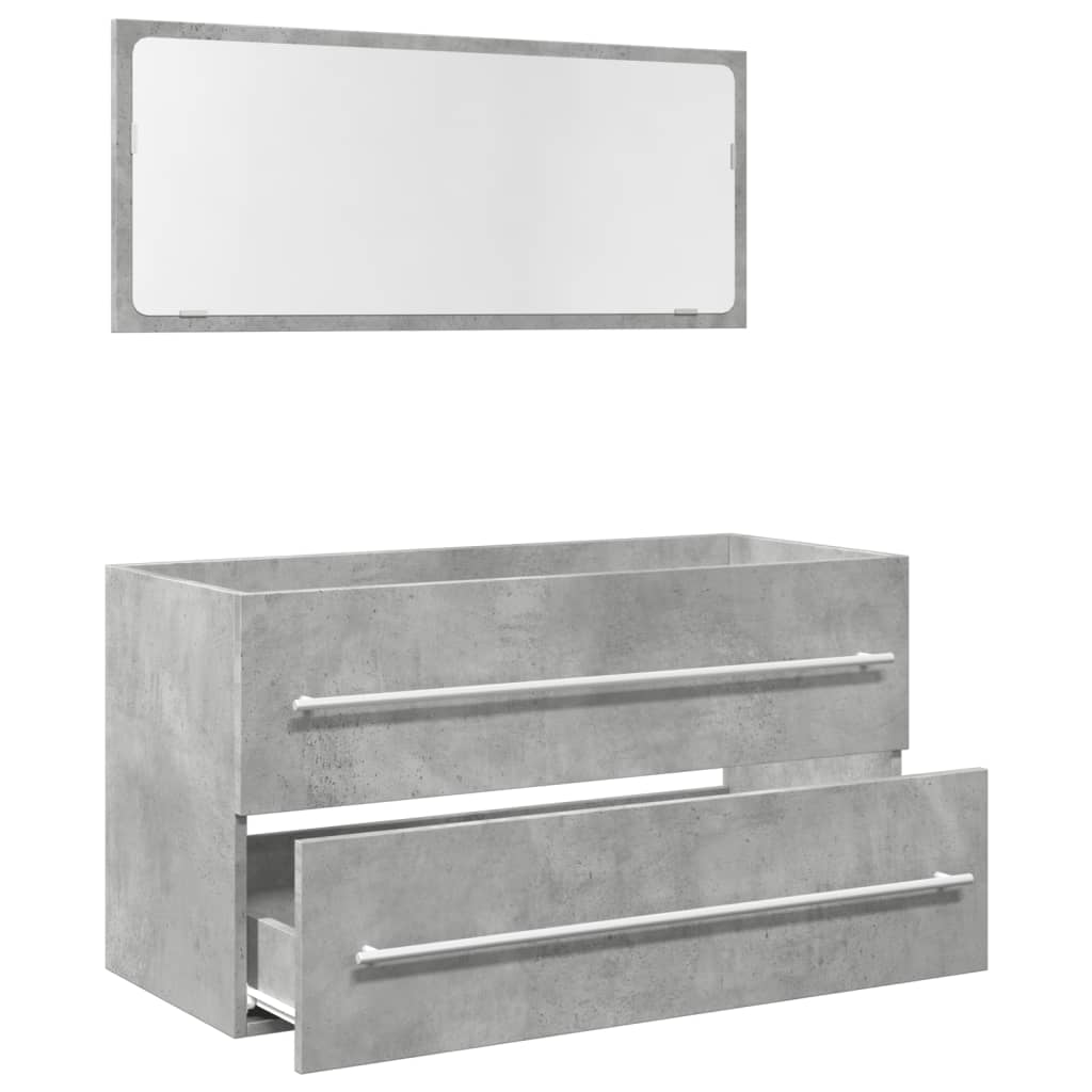 vidaXL Set muebles de baño 2 piezas madera contrachapada gris hormigón