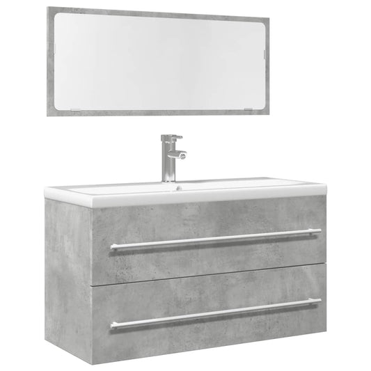 vidaXL Set muebles de baño 2 piezas madera contrachapada gris hormigón