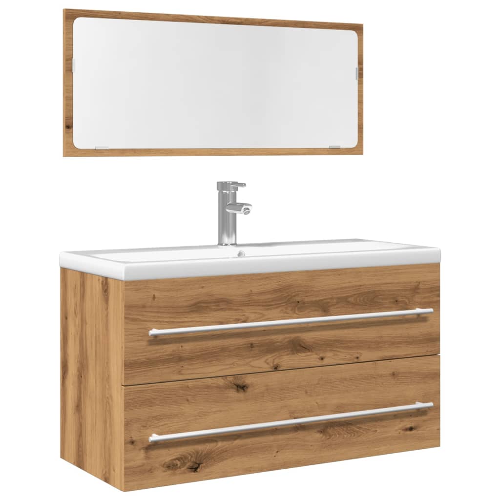 vidaXL Juego de muebles baño 2 piezas madera ingeniería roble artisan