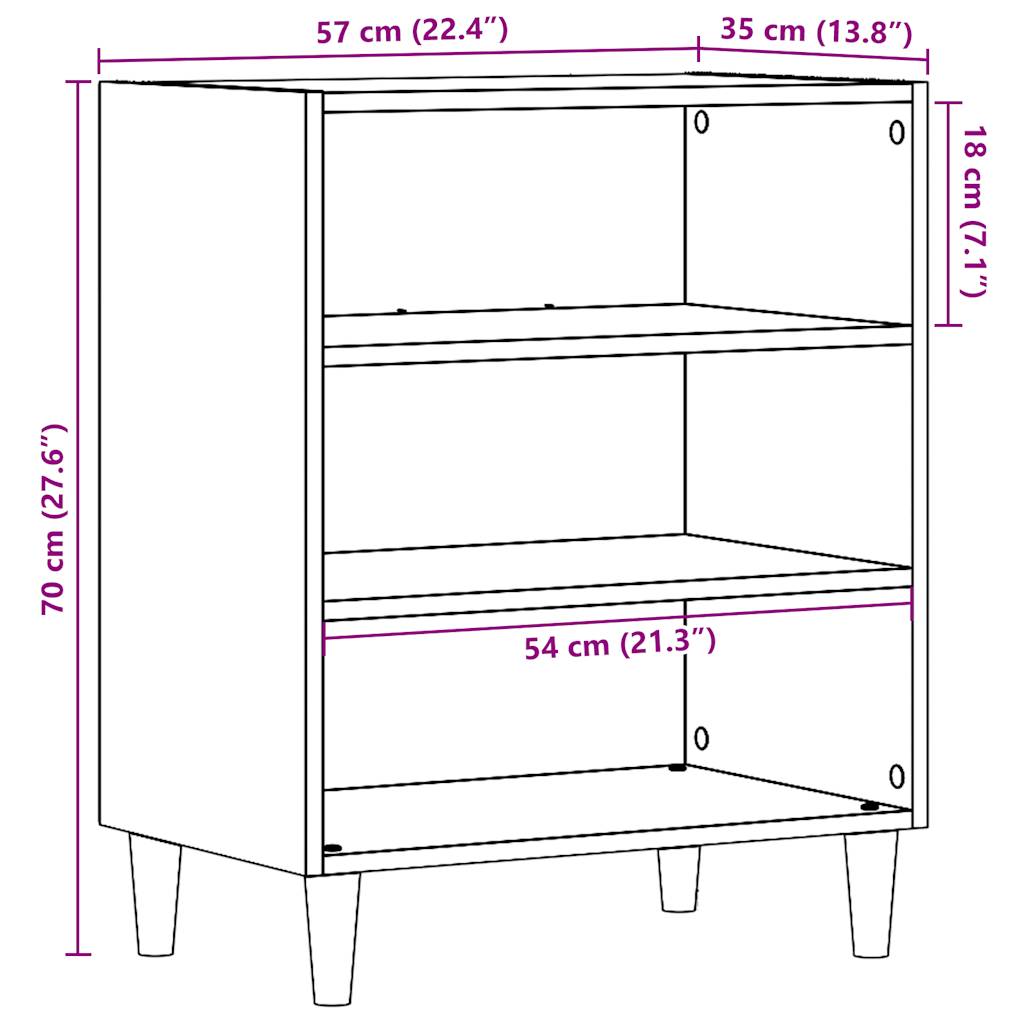 vidaXL Aparador de madera de ingeniería roble artisan 57x35x75 cm