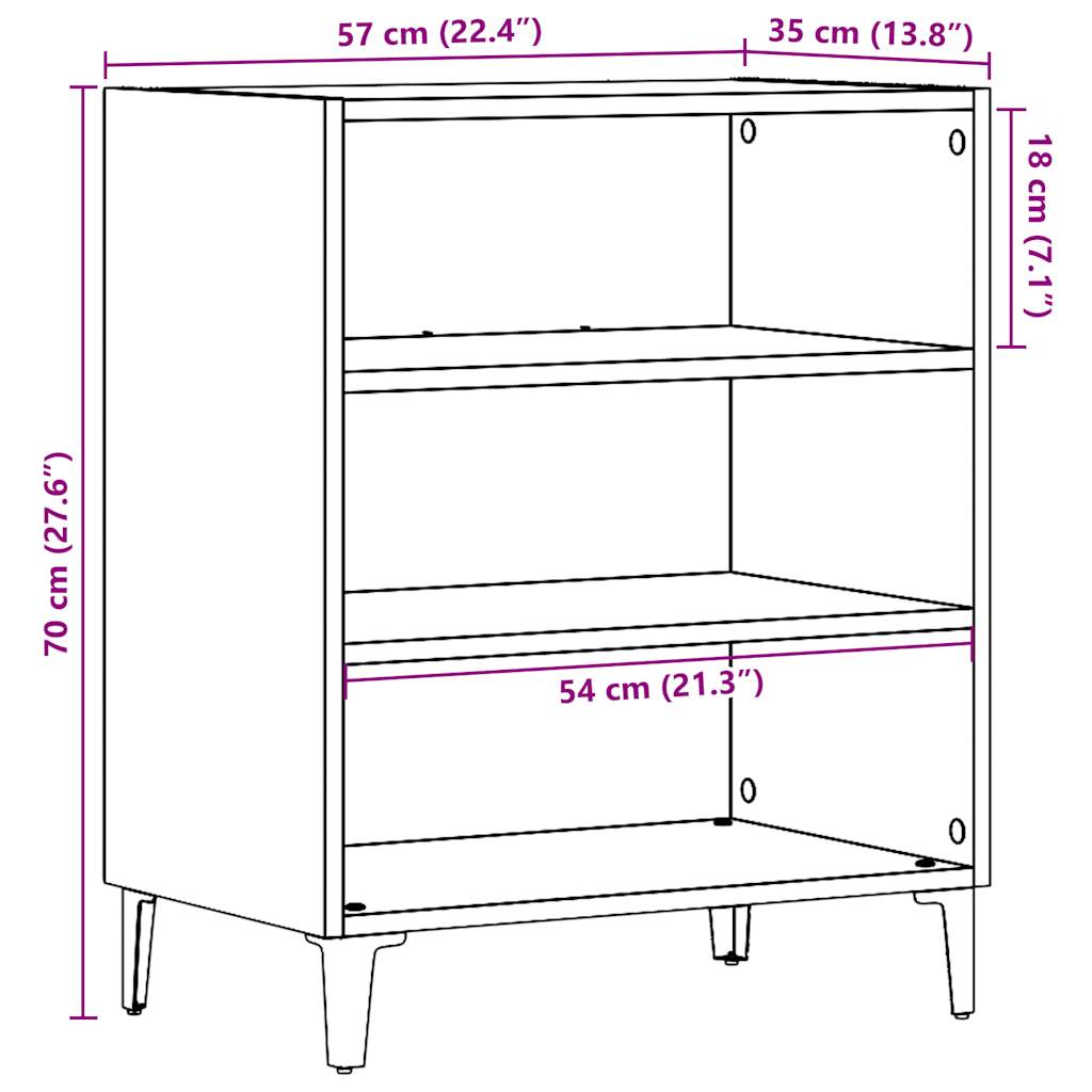 vidaXL Aparador de madera de ingeniería roble artisan 57x35x75 cm