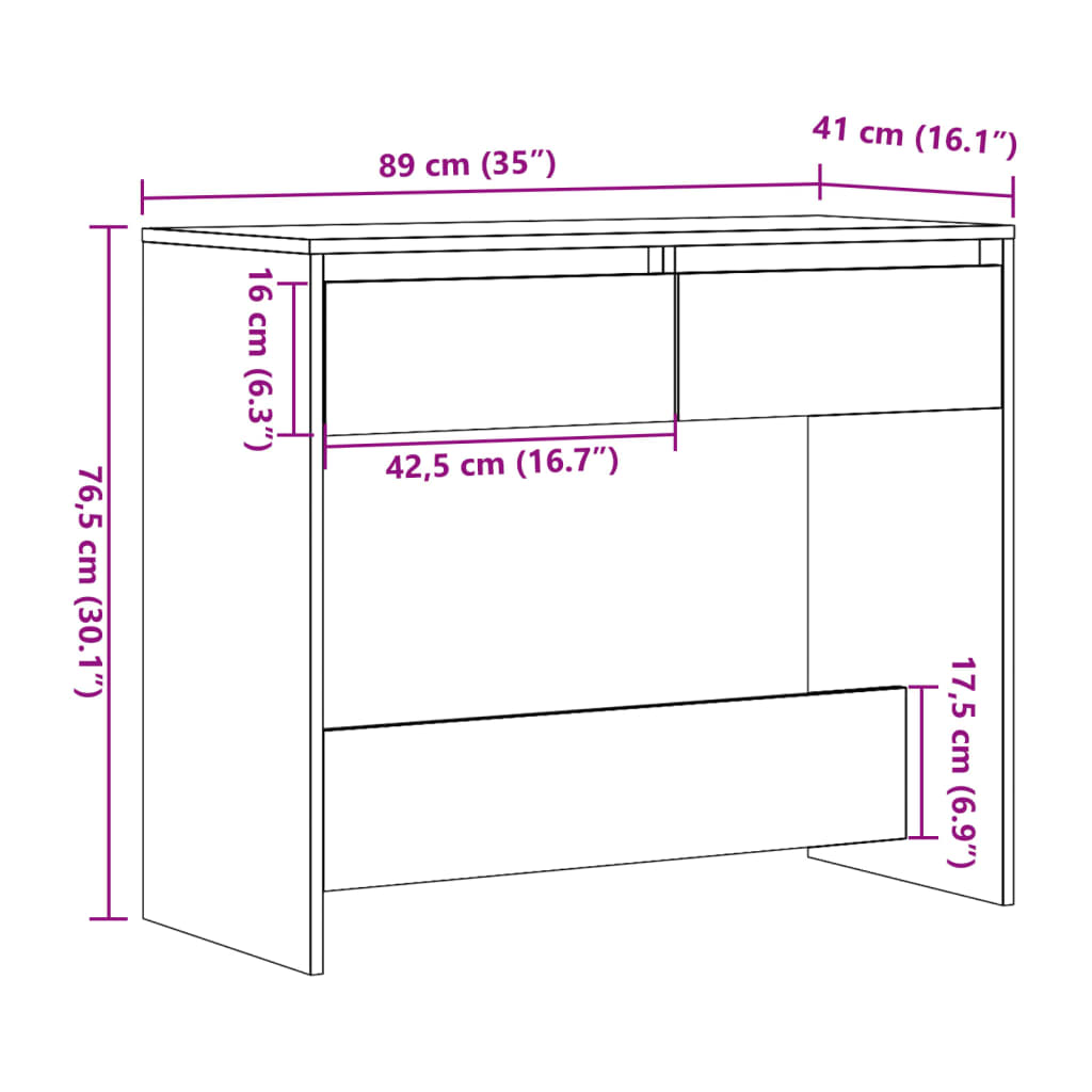 vidaXL Mesa consola madera de ingeniería roble artesanal 89x41x76,5 cm