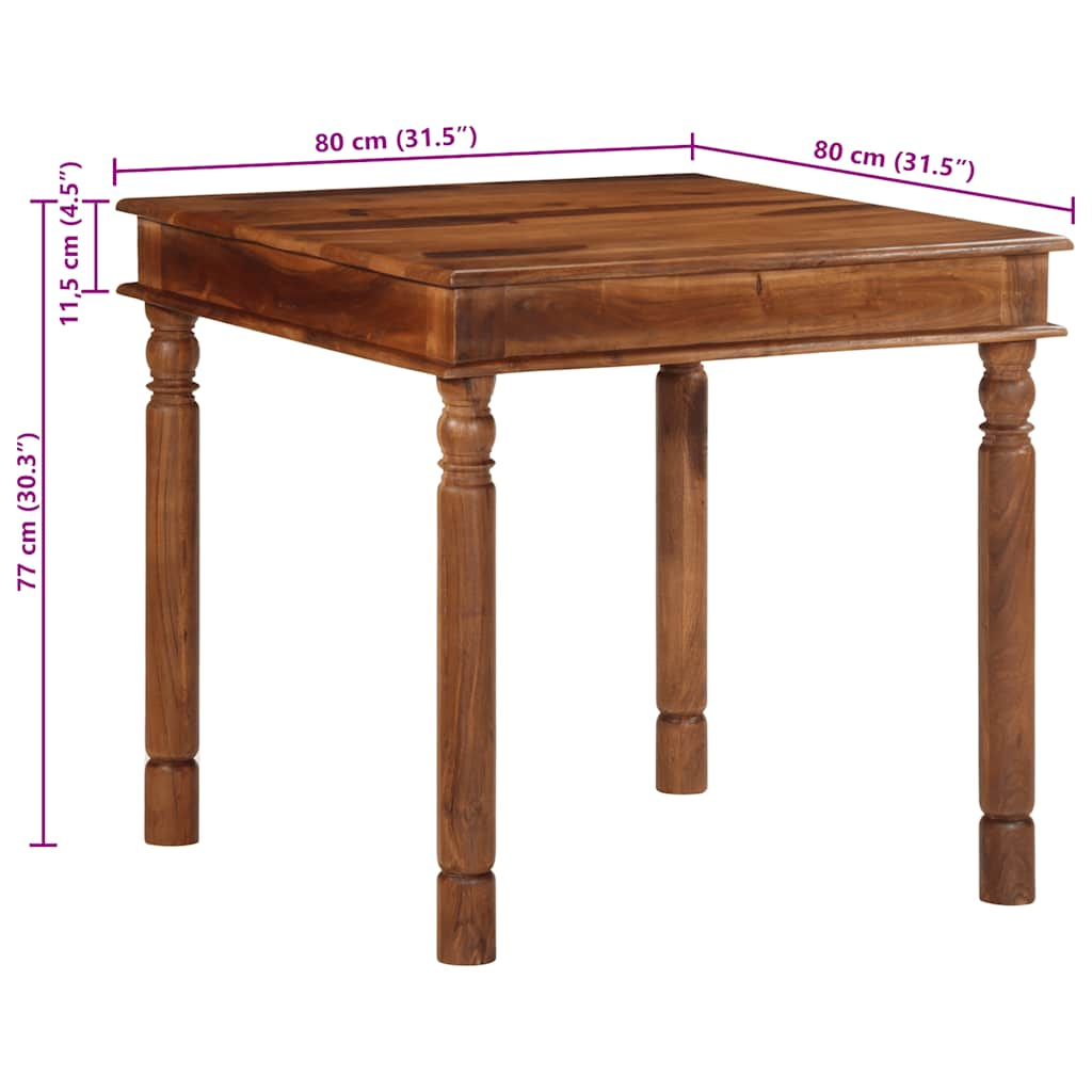 vidaXL Mesa de comedor madera maciza de acacia 80x80x77 cm