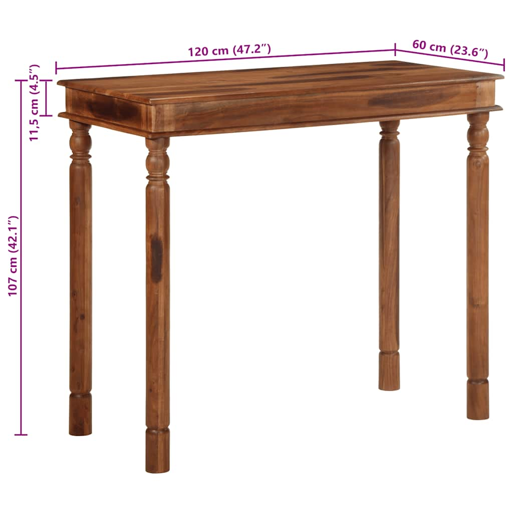 vidaXL Mesa alta de madera maciza de acacia 120x60x107 cm