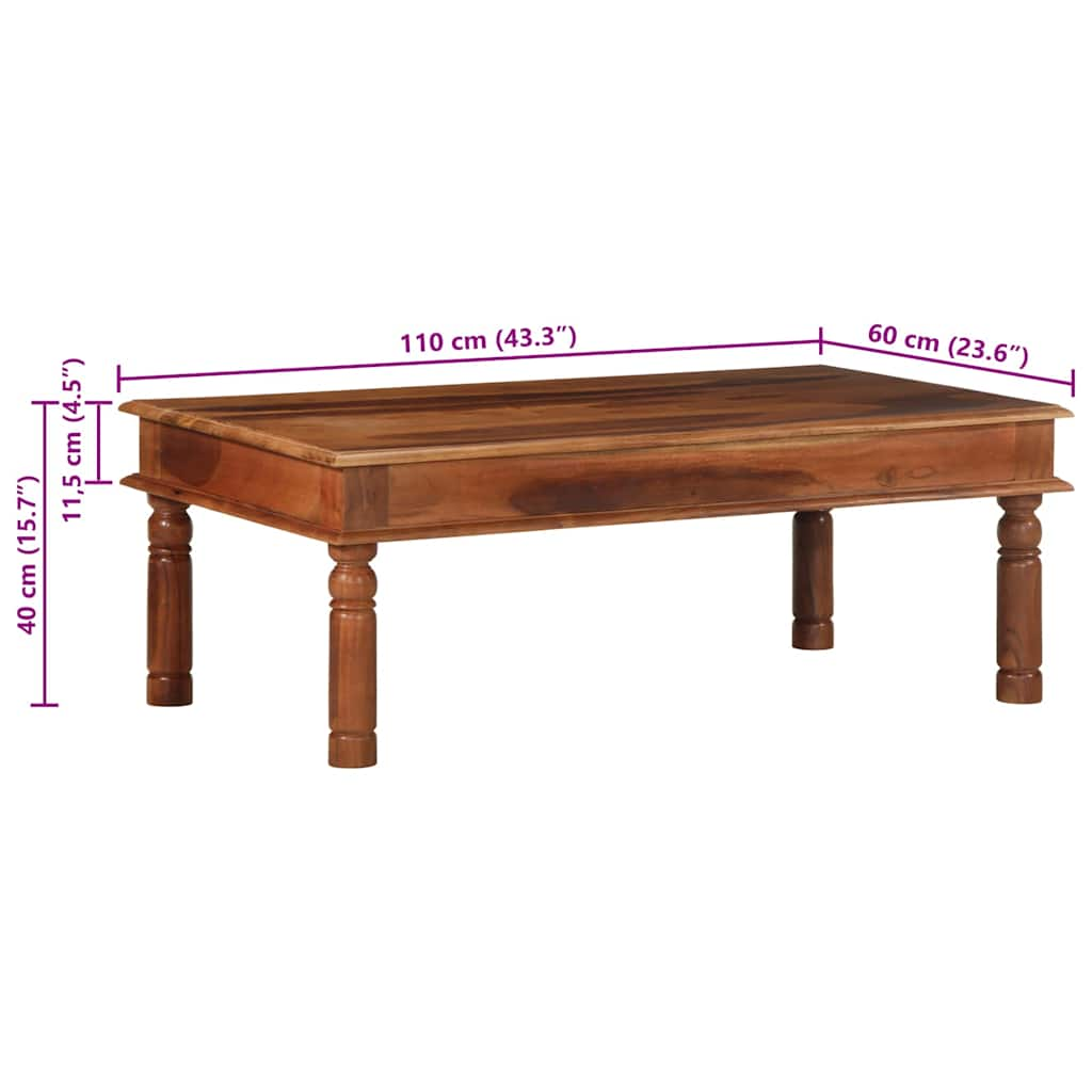 vidaXL Mesa de centro de madera maciza 110x60x40 cm acacia